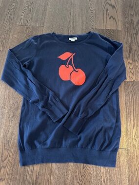 Ladies Old Navy Navy Sweater with Red Cherry Motif